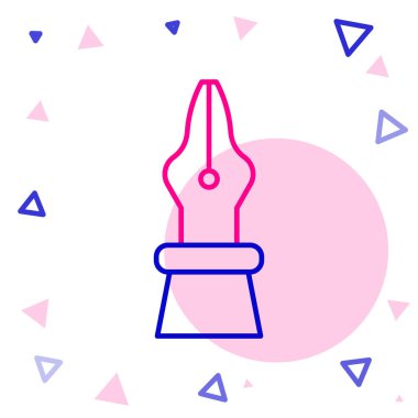 Line Fountain kalem ucu simgesi beyaz arkaplanda izole edildi. Kalem aleti işareti. Renkli taslak konsepti. Vektör İllüstrasyonu