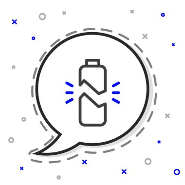 Kırık pil simgesi beyaz arkaplanda izole edildi. Renkli taslak konsepti. Vektör İllüstrasyonu