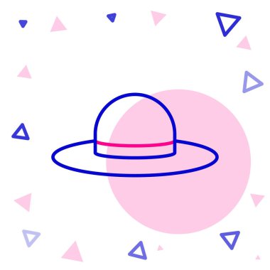 Beyaz arka planda izole edilmiş zarif kadın şapka ikonu. Renkli taslak konsepti. Vektör İllüstrasyonu