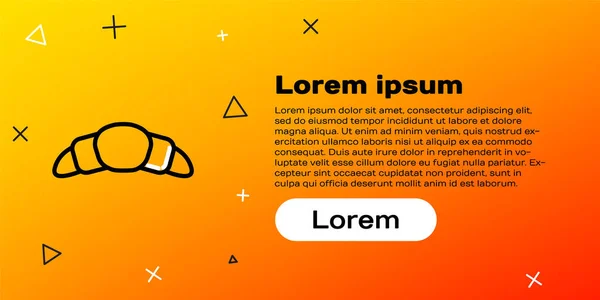 Line Croissant Symbol isoliert auf gelbem Hintergrund. Buntes Rahmenkonzept. Vektorillustration — Stockvektor