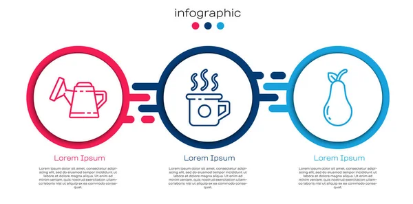 Aseta linja Kastelukannu, kuppi teetä ja päärynä. Business infografinen malli. Vektori — vektorikuva