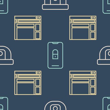 Çizgi Hareket sensörü, Web sitesi şablonu ve Mobile 'i kusursuz desenli kapalı asma kilitle ayarla. Vektör