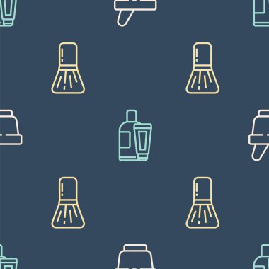 Havan topu ve tokmak, makyaj fırçası ve krem kozmetik tüpü kusursuz desene ayarlayın. Vektör