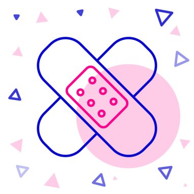 Bandaj alçı simgesi beyaz arkaplanda izole edildi. Tıbbi alçı, yapıştırıcı bandaj, esnek kumaş bandajı. Renkli taslak konsepti. Vektör İllüstrasyonu.