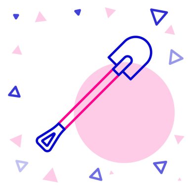 Çizgi Ateş küreği simgesi beyaz arkaplanda izole edildi. Yangın koruma ekipmanları. İtfaiyeciler için ekipman. Renkli taslak konsepti. Vektör İllüstrasyonu.