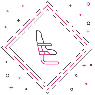 Line Airplane koltuk simgesi beyaz arkaplanda izole edildi. Renkli taslak konsepti. Vektör İllüstrasyonu.