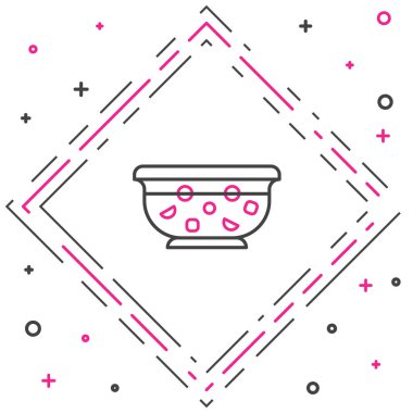 Beyaz arka planda izole edilmiş taze meyve ikonuyla karışık çizgi kokteyli. Renkli taslak konsepti. Vektör İllüstrasyonu.