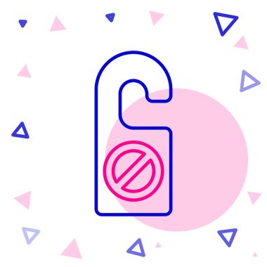 Satır Lütfen beyaz arkaplanda izole edilmiş simgeyi rahatsız etmeyin. Otel Kapısı Askısı Etiketleri. Renkli taslak konsepti. Vektör İllüstrasyonu.