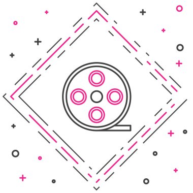 Çizgi film makarası simgesi beyaz arkaplanda izole edildi. Renkli taslak konsepti. Vektör İllüstrasyonu.