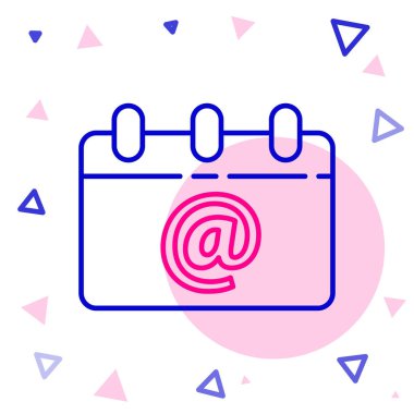 E- posta simgesine sahip satır takvimi beyaz arkaplanda izole edildi. Zarf sembolü e-postası. E- posta kodu. Renkli taslak konsepti. Vektör İllüstrasyonu.