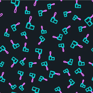 Çizgi Mascara fırça simgesi siyah arkaplanda izole edilmiş kusursuz desen. Vektör İllüstrasyonu.