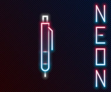 Parlayan neon çizgi simgesi siyah arkaplanda izole edildi. Renkli taslak konsepti. Vektör İllüstrasyonu.