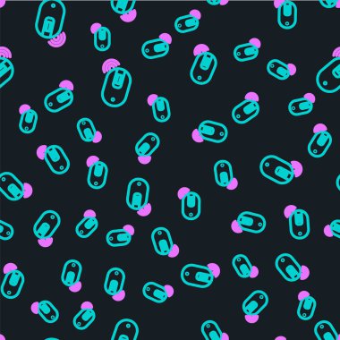 Kablosuz bilgisayar fare simgesi siyah arkaplanda izole edilmiş. Tekerlek sembollü optik. Vektör İllüstrasyonu.