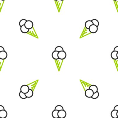 Waffle konisi ikonunda çizgi dondurması beyaz arka planda izole edilmiş pürüzsüz desen. Güzel sembol. Vektör İllüstrasyonu.