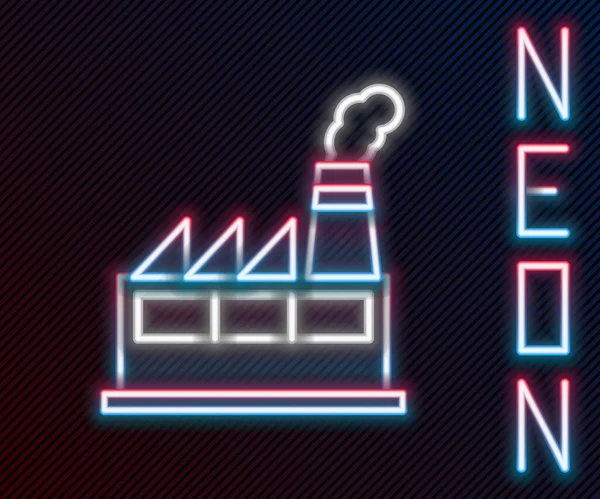 Parlayan Neon Hattı Petrol Gaz Endüstriyel Yapı Ikonu Siyah Arka — Stok Vektör