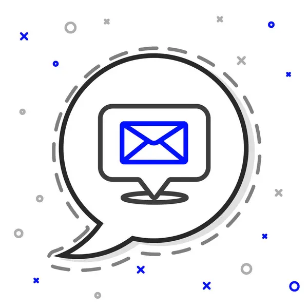 Line Speech Bubble Met Enveloppe Pictogram Geïsoleerd Witte Achtergrond Kleurrijk — Stockvector