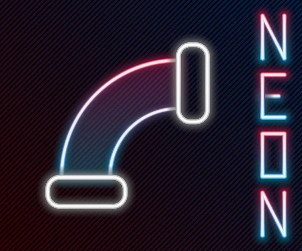 Parlayan Neon Hattı Endüstri Metalik Boru Ikonu Siyah Arka Planda — Stok Vektör