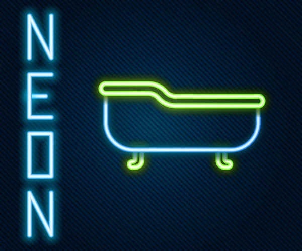 Glödande Neon Line Badkar Ikon Isolerad Svart Bakgrund Färgstarkt Skisskoncept — Stock vektor