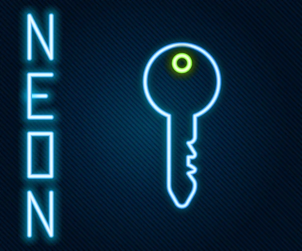 Ragyogó Neon Vonal Kulcs Ikon Elszigetelt Fekete Háttér Színes Vázlat — Stock Vector