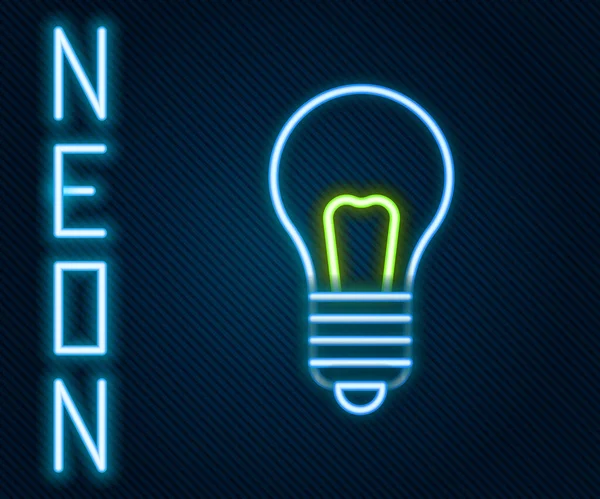 Glowing Neon Line Light Bulb Concept Idea Icon Isolated Black — Stock Vector