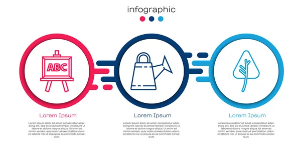 Set Lijn Krijtbord Gieter Blad Bladeren Bedrijfsinfographic Sjabloon Vector — Stockvector