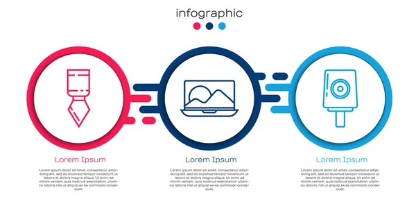 Set Line Palettenmesser Laptop Und Spraydose Düsenkappe Geschäftsinfografische Vorlage Vektor — Stockvektor