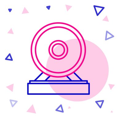 Line Gong müzik perküsyon enstrümanı dairesel metal disk simgesi beyaz arka planda izole edildi. Renkli taslak konsepti. Vektör İllüstrasyonu.
