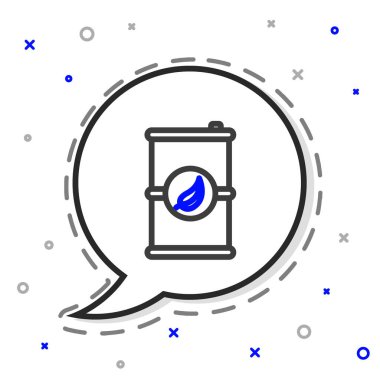 Biyolojik yakıt varili ikonu beyaz arka planda izole edildi. Çevre biyolojisi ve tüp. Yeşil çevre ve geri dönüşüm. Renkli taslak konsepti. Vektör İllüstrasyonu.