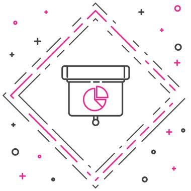 Grafik, çizelge, grafik, diyagram, bilgi grafiği, turta grafik simgesi beyaz arkaplanda izole edilmiş. Renkli taslak konsepti. Vektör İllüstrasyonu.