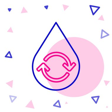 Beyaz arkaplanda izole edilmiş temiz su simgesini geri dönüştür. İşaret geri dönüşümlü bir damla su. Renkli taslak konsepti. Vektör İllüstrasyonu.