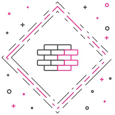 Line Bricks simgesi beyaz arkaplanda izole edildi. Renkli taslak konsepti. Vektör İllüstrasyonu.