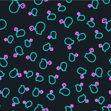 Çizgi Adam 'ın öksürük ikonu siyah arka planda izole edilmiş, pürüzsüz desen. Viral enfeksiyon, grip, grip, soğuk algınlığı semptomları. Tüberküloz, kabakulak, boğmaca. Vektör İllüstrasyonu..