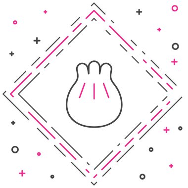 Kesme tahtası simgesi üzerindeki çizgi Khinkali beyaz arkaplanda izole edildi. Geleneksel Gürcü hamur tatlısı. Renkli taslak konsepti. Vektör İllüstrasyonu.