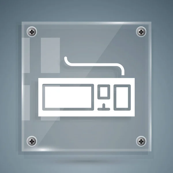 Witte Computer Toetsenbord Pictogram Geïsoleerd Grijze Achtergrond Componentenbord Vierkante Glazen — Stockvector