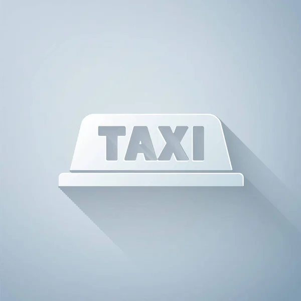 Паперовий Виріз Значок Даху Автомобіля Таксі Ізольований Сірому Фоні Стиль — стоковий вектор