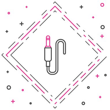 Satır Ses Jack simgesi beyaz arkaplanda izole edildi. Bağlantı ses ekipmanları için ses kablosu. Fiş kablosu. Müzik aleti. Renkli taslak konsepti. Vektör İllüstrasyonu.