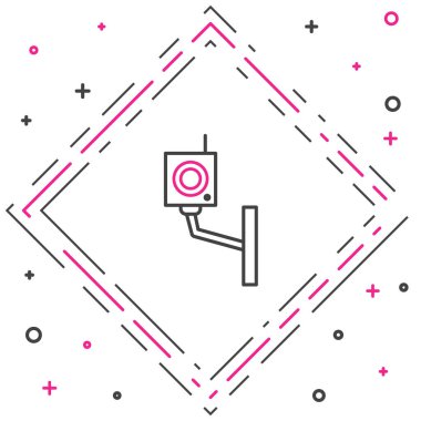 Güvenlik kamerası simgesi beyaz arkaplanda izole edildi. Renkli taslak konsepti. Vektör İllüstrasyonu.