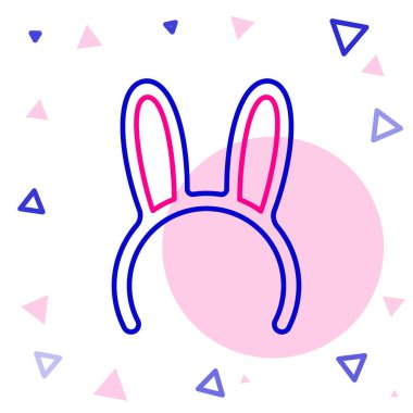 Beyaz arka planda uzun tavşan kulaklı çizgi maskesi simgesi var. Renkli taslak konsepti. Vektör İllüstrasyonu.