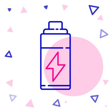 Çizgi Batarya simgesi beyaz arkaplanda izole edildi. Şimşek sembolü. Renkli taslak konsepti. Vektör İllüstrasyonu.