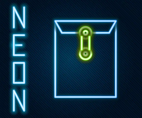 Zářící Neonová Čára Ikona Obálky Izolovaná Černém Pozadí Symbol Dopisu — Stockový vektor