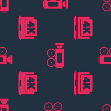 Dizüstü bilgisayarı 4k video ve sinema kamerasıyla kusursuz bir şablona ayarla. Vektör.