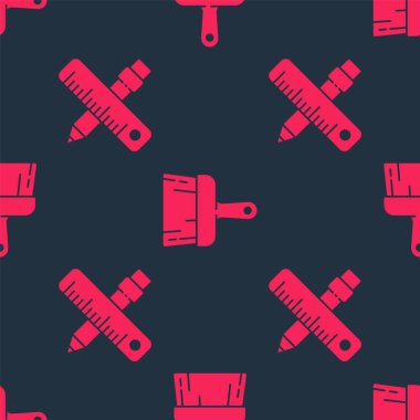 Çapraz cetvel, kalem ve boya fırçasını pürüzsüz desene ayarla. Vektör.