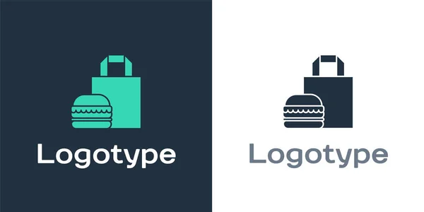 Logotype Online Bestellen Hamburger Levering Pictogram Geïsoleerd Witte Achtergrond Logo — Stockvector