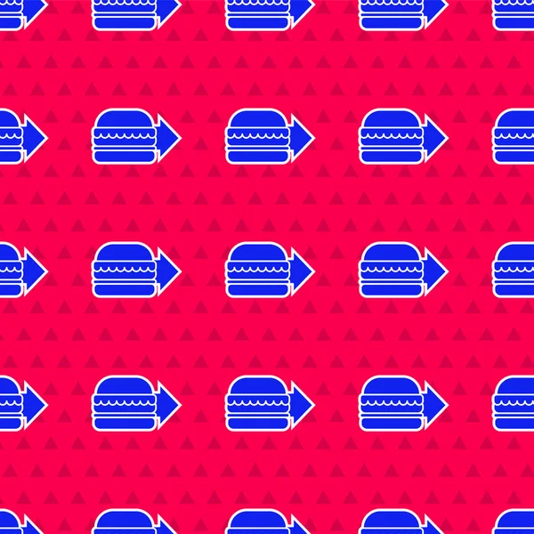 Blue Online Rendelés Burger Szállítási Ikon Elszigetelt Zökkenőmentes Minta Piros — Stock Vector