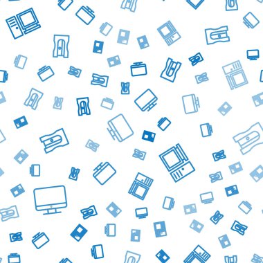 Çizgi bilgisayar monitörü ekranını ve kalem açacağını kusursuz desene ayarlayın. Vektör.