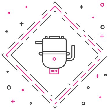 Isıtma su ikonu için elektrik hattı ısıtıcısı beyaz arkaplanda izole edildi. Renkli taslak konsepti. Vektör İllüstrasyonu