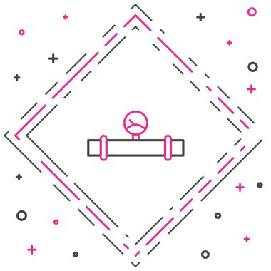 Çizgi endüstrisi metalik boru ve manometre simgesi beyaz arka planda izole edilmiş. Renkli taslak konsepti. Vektör İllüstrasyonu