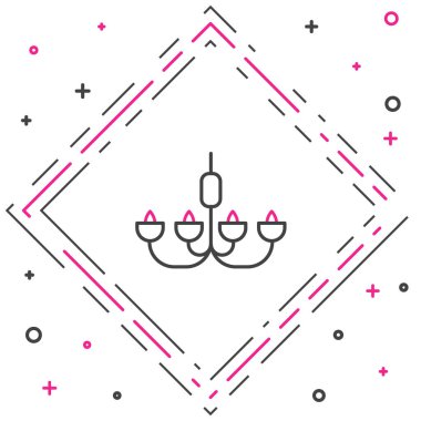 Satır Avize simgesi beyaz arkaplanda izole edildi. Renkli taslak konsepti. Vektör İllüstrasyonu