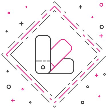 Beyaz arkaplanda çizgi renk paleti simgesi izole edildi. Renkli taslak konsepti. Vektör İllüstrasyonu