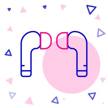 Line Air kulaklık simgesi beyaz arkaplanda izole edildi. Kulaklıklar için kablosuz cihaz. Elektronik cihazlar. Renkli taslak konsepti. Vektör İllüstrasyonu